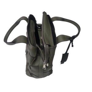 Authentic Ripani Green Woven Leather Shoulder Bag with Adjustable Strap